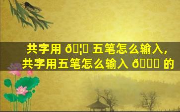共字用 🦆 五笔怎么输入,共字用五笔怎么输入 🐝 的